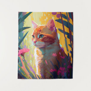 Tapete De Parede Retrato de Cat Animal Pintura de Natureza Selvagem