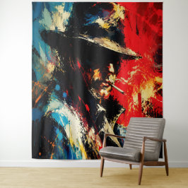Tapete De Parede Retrato de Gângster Abstrato Pintura Estilo Vintag