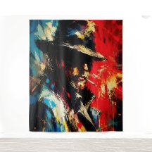 Retrato de Gângster Abstrato Pintura Estilo Vintag
