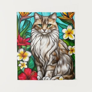 Tapete De Parede Retrato de Gato em Vidro Estampado Gato Elegante d