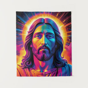 Tapete De Parede Retrato de Jesus no estilo Neon Bold