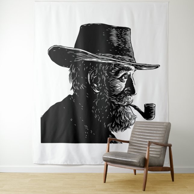 Tapete De Parede Retrato de Ponto e Linha: Velho Sábio Fumando um P (In Situ)