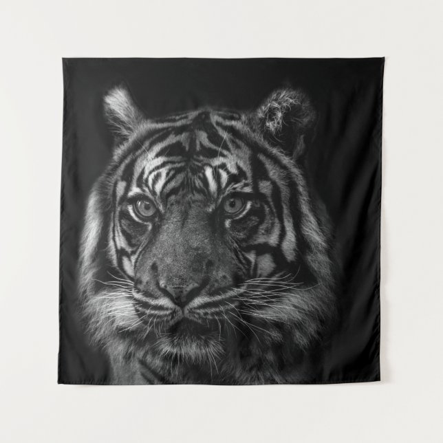 TAPETE DE PAREDE RETRATO DE TIGER EM BW (Frente)
