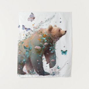 Tapete De Parede Retrato De Urso Cinza Pintando Arte Selvagem