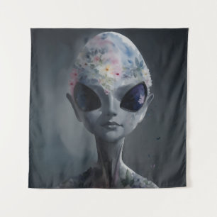 Tapete De Parede Retrato Floral da Alienígena de Água da cinza