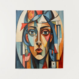 Tapete De Parede Retrato Geométrico Cubista Moderno