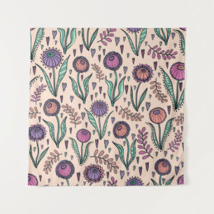 Tapete De Parede Retro 60s Floral: Padrão de decoração inicial