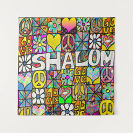 Tapete De Parede Retro 60s Psicodélico Shalom LOVE