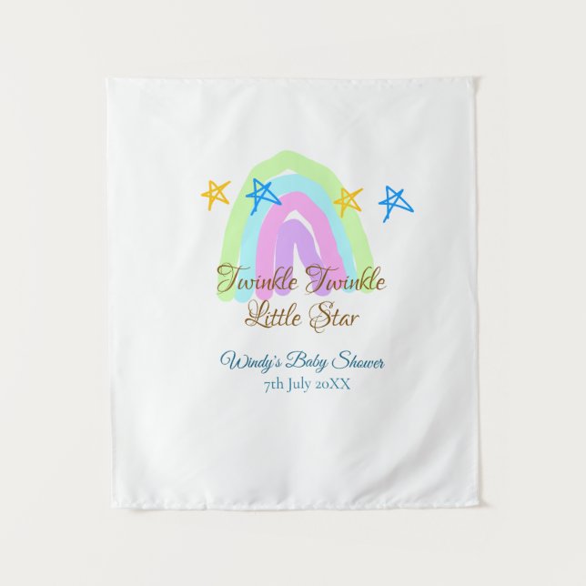 Tapete De Parede Retro arco-íris brilho brilho estrelas bebê sh (Frente)