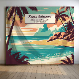 Tapete De Parede Retro beach retirement Party photo backdrop