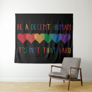 Tapete De Parede Retro Cardíaco LGBT Ser Um Humano Decente Não É Qu