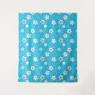 Tapete De Parede Retro de bolinhas azul pesado com estrelas