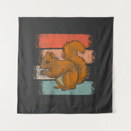 Tapete De Parede Retro de Esquilo Animal