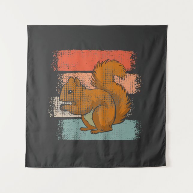 Tapete De Parede Retro de Esquilo Animal (Frente)