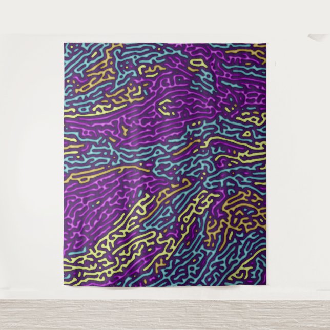 Tapete De Parede Retro Neon Maze Pattern - Estético Arcade (Frente)