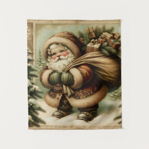 Tapete De Parede Retrô Papai Noel com presentes