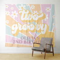 Retro Sunshine Duas Groovy Pastel Daisy Aniversári