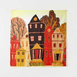 Tapete De Parede Retro Sweet Home Poster: Casas de Cartoon