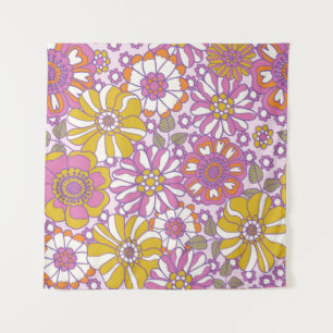 Tapete De Parede Retroativo floral dos anos 60. Padrão de ilustra