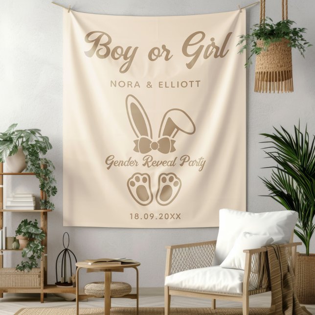 Tapete De Parede Revelação de Gênero Beige Claro da Modern Bunny (Criador carregado)