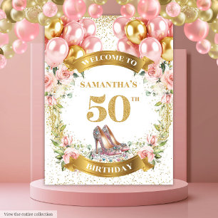 Tapete De Parede Rico 50º Aniversário Banner Floral de Boho Waterco