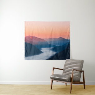 Tapete De Parede Rio Foggy Soča ao nascer do sol