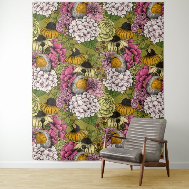 Tapete De Parede Robins no jardim 2 (In Situ)