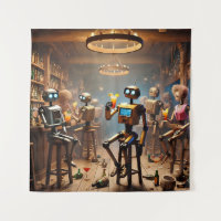 robots having fun in a bar
