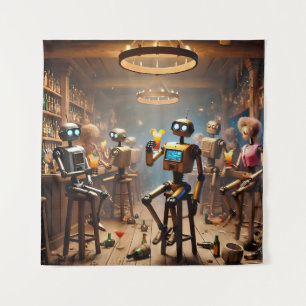 Tapete De Parede robots having fun in a bar