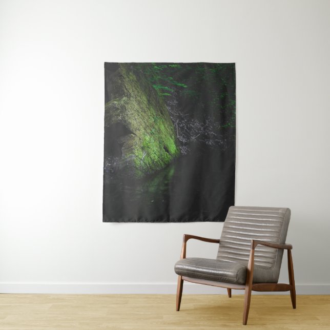 Tapete De Parede Rocha verde-mossita com reflexo na água (In Situ)