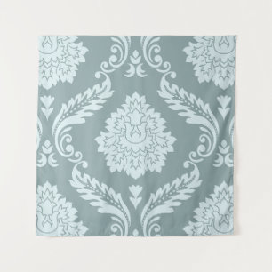 Tapete De Parede Rococo Damask Padrão Grande Ovo de Pato Azul+Turqu