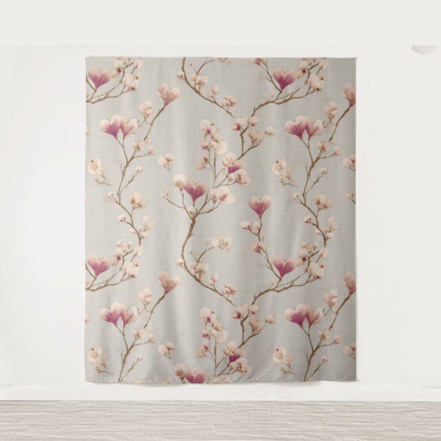 Tapete De Parede Romantic Botanical Wall Tapestry – Heart Blossom (Frente)