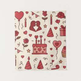 Tapete De Parede Romantic Celebration Doodle Pattern
