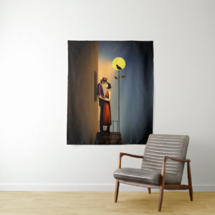 Tapete De Parede Romântica Balcony de Lua - Vintage Noir Love