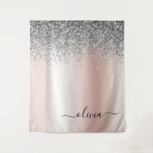 Tapete De Parede Rosa Dourado - Brilho Rosa Bege Glitter Monograma 