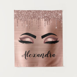 Tapete De Parede Rosa Dourado Glitter Sparkle Eyelashes Monograma