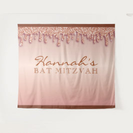 Tapete De Parede Rosa Dourado Sparkle Drive Bat Mitzvah Backdrop