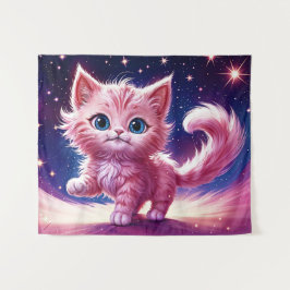 Tapete De Parede Rosa fluffique gato bonito, estilo azul-azul surre
