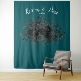 Tapete De Parede Rosa Gótico Elegante Casamento Preto Teal