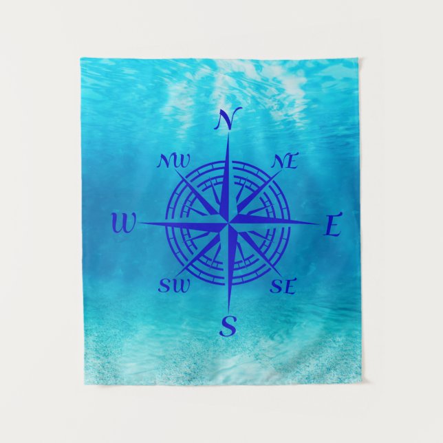 Tapete De Parede Rosa marinho de Compass Azul (Frente)