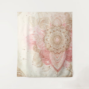 Tapete De Parede Rosa Marrom Creme Mandala Boêmio Moda Boho