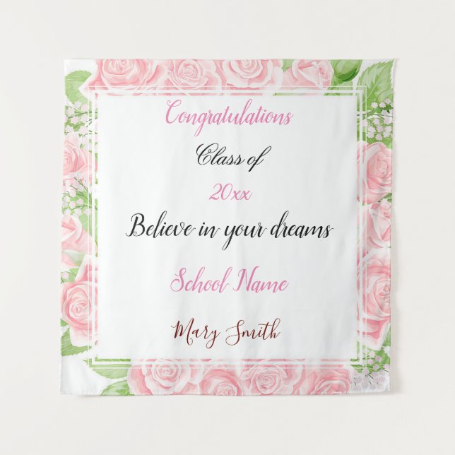 Tapete De Parede Rosa Popular Floral Personalizada (Frente)