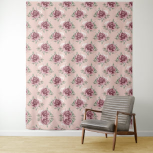 Tapete De Parede Rosa-rosa-rosa-rosa-rosa-rosa-verde-floral-boêmico