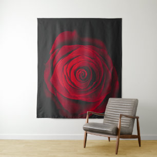 Tapete De Parede Rosa vermelha em efeito vintage de fundo preto