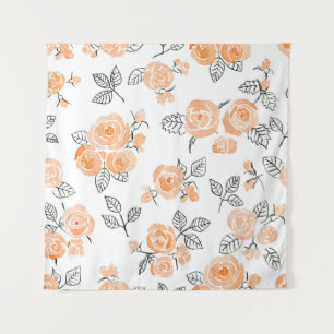 Tapete De Parede Rosas de Aquarela: Fundo Branco de Tinta