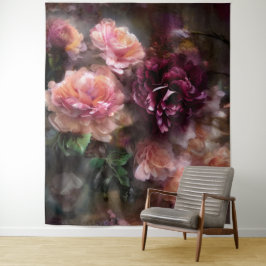 Tapete De Parede Rosas Douradas Vintage Pintadas em Aquarela