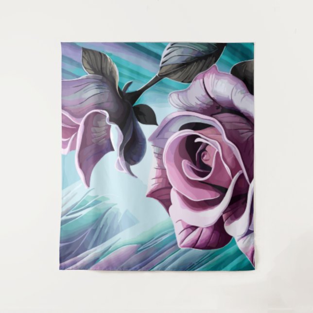 Tapete De Parede Rosas radiantes: Pétalas Perfeitamente Rosa e Púrp (Frente)