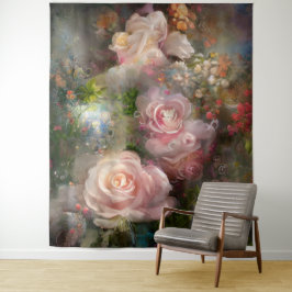 Tapete De Parede Rosas Rosa Suave Vintage Pintadas em Aquarela