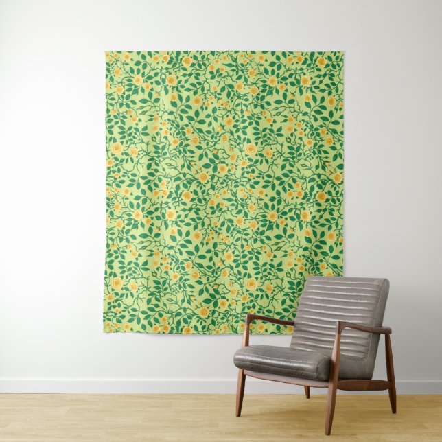 Tapete De Parede Rosas selvagens em amarelo e verde (In Situ)