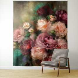 Tapete De Parede Rosas Vermelhas e Rosa Suave Antigas Pintadas